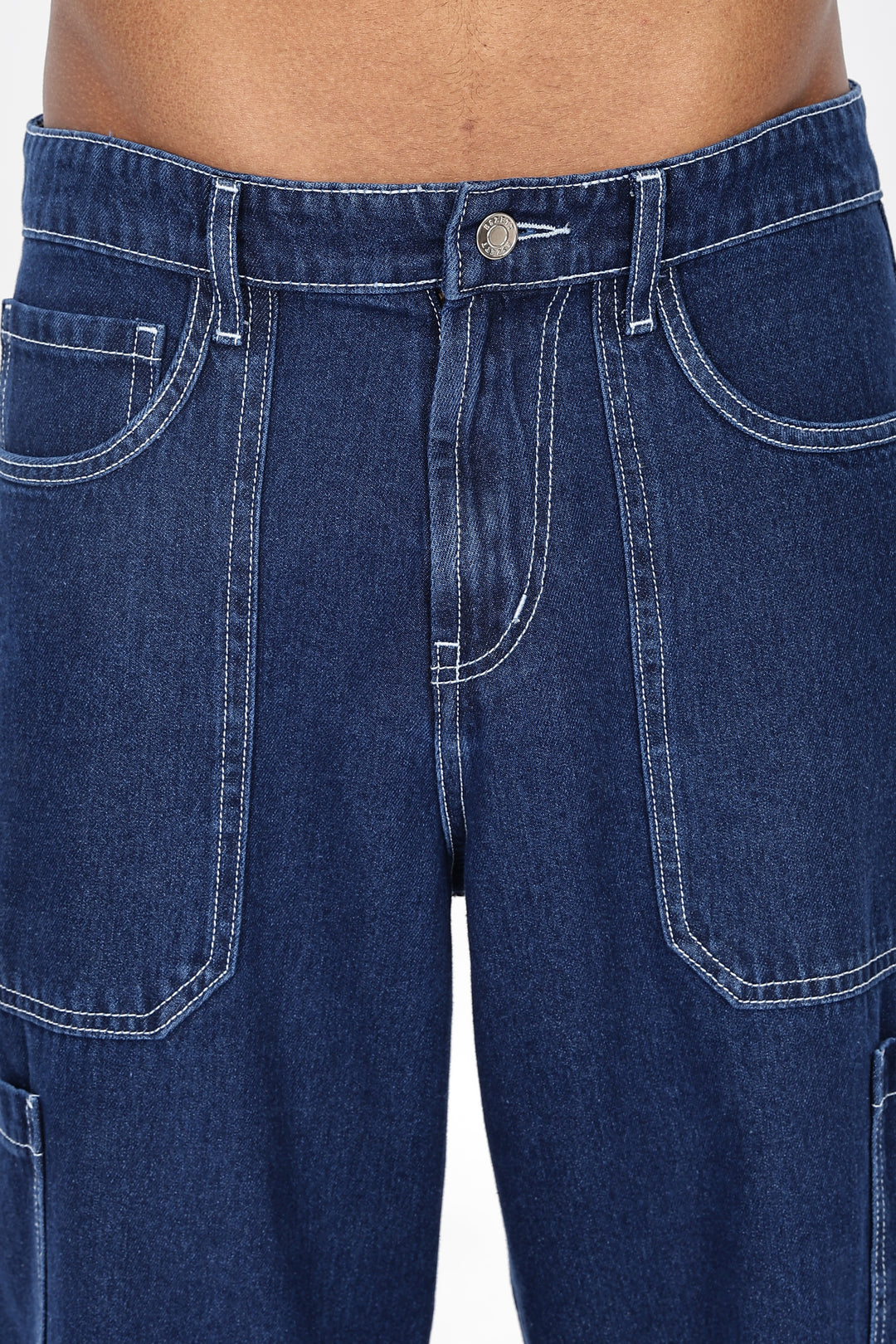 Denims: Blue Baggy Cargo Pant