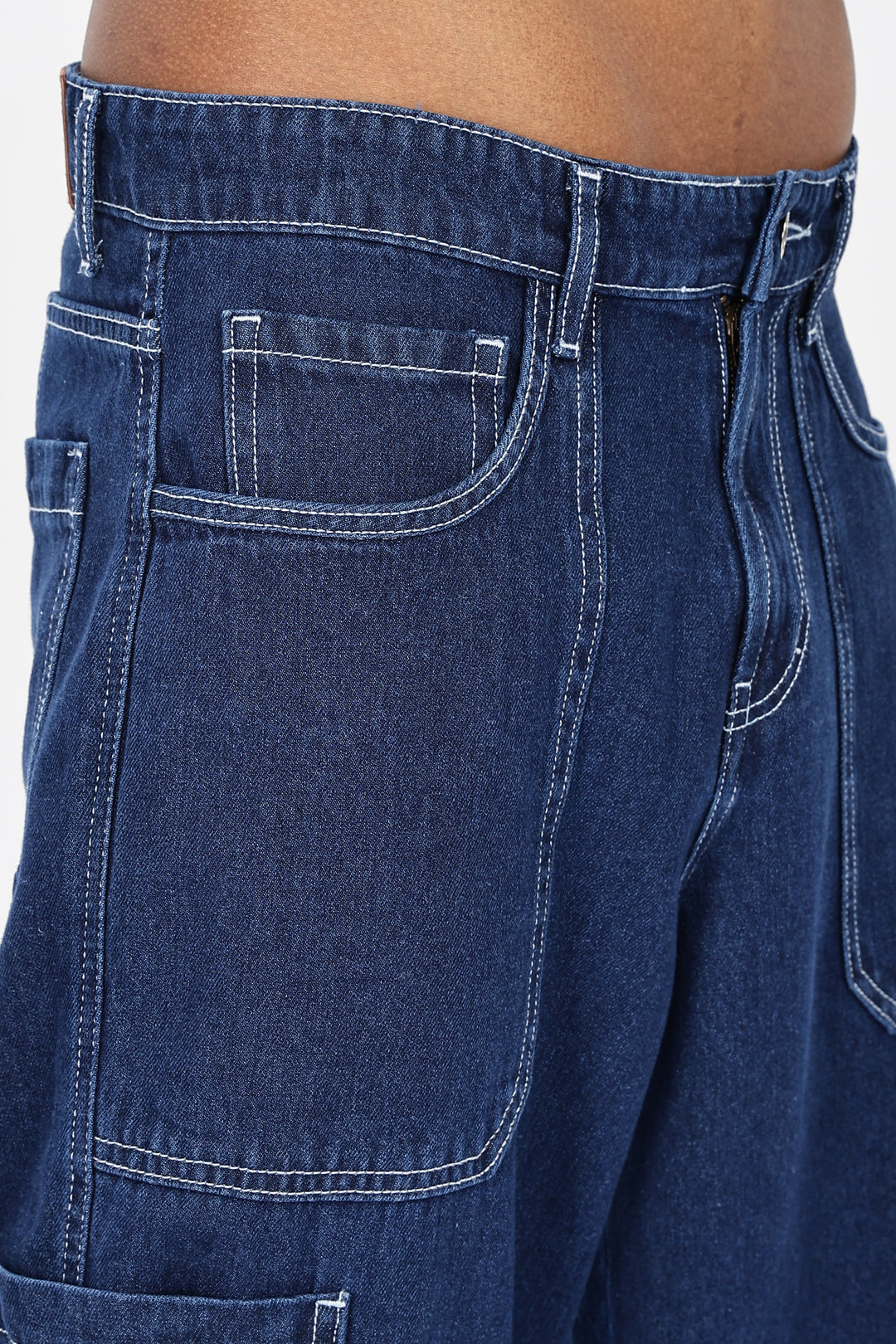 Denims: Blue Baggy Cargo Pant