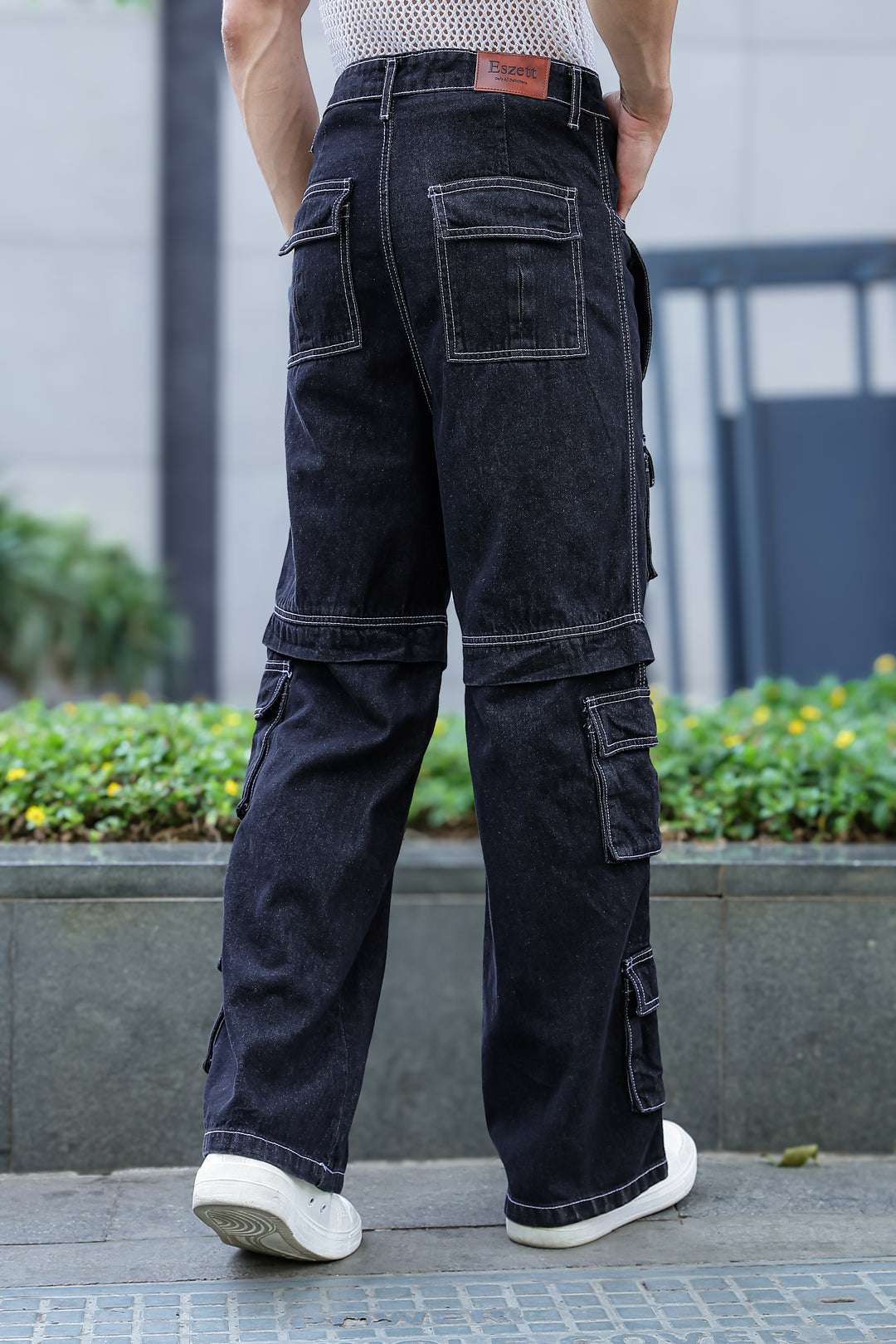 Denims: Brisky Baggy Black Cargo Pants