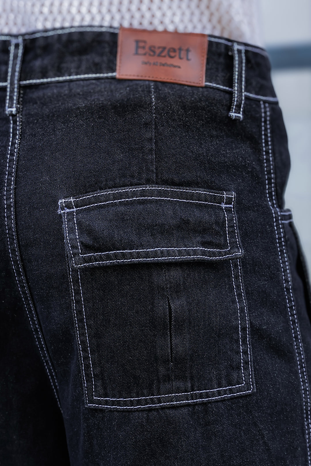 Denims: Brisky Baggy Black Cargo Pants