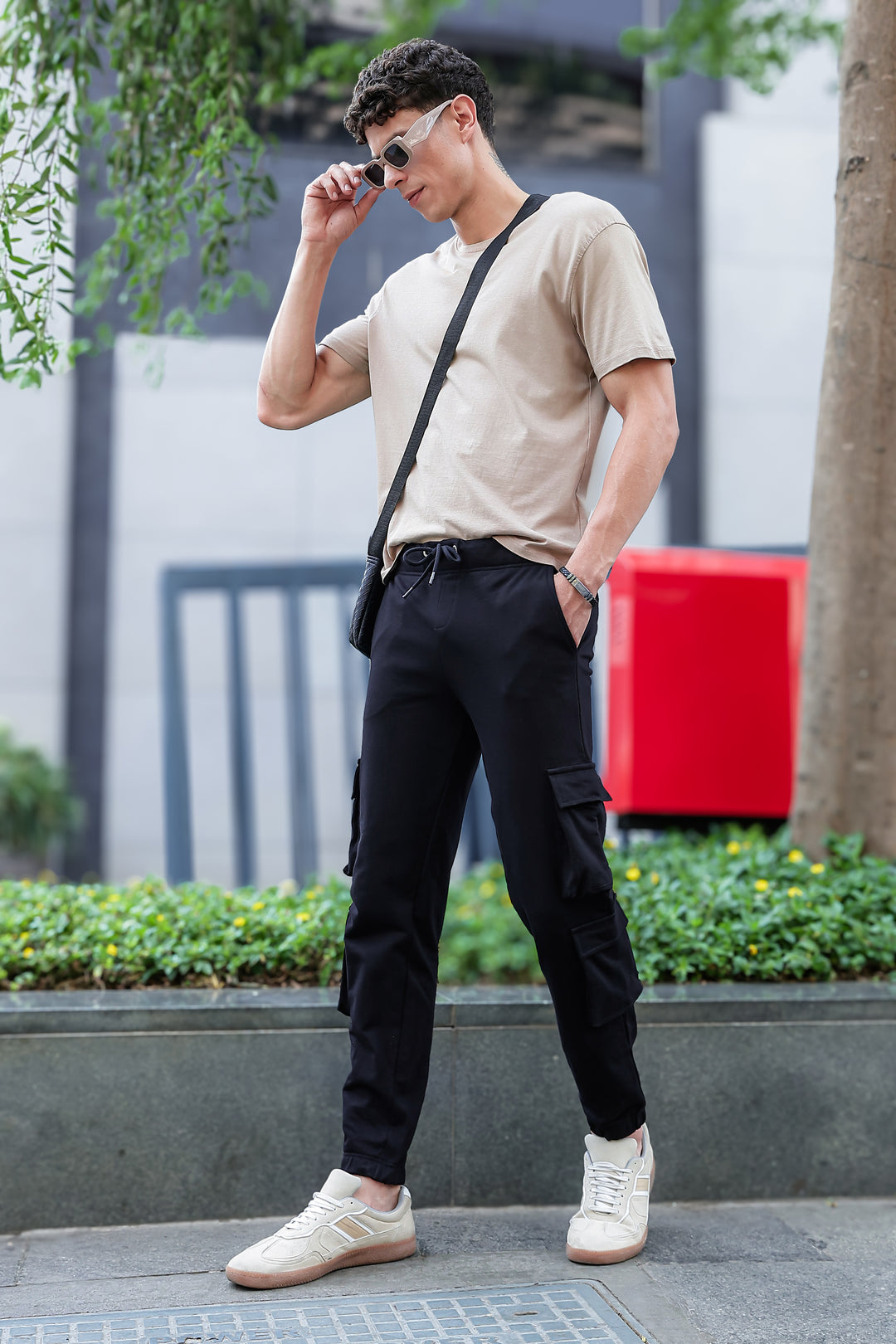 Multi Pockets: Black Cargo Joggers