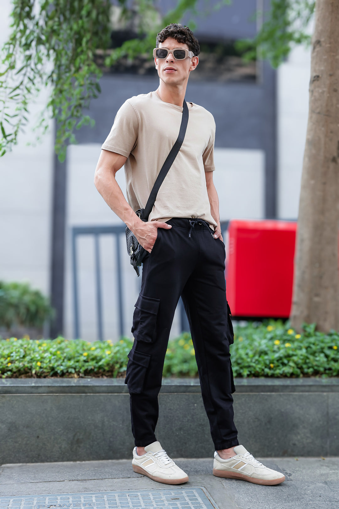 Multi Pockets: Black Cargo Joggers