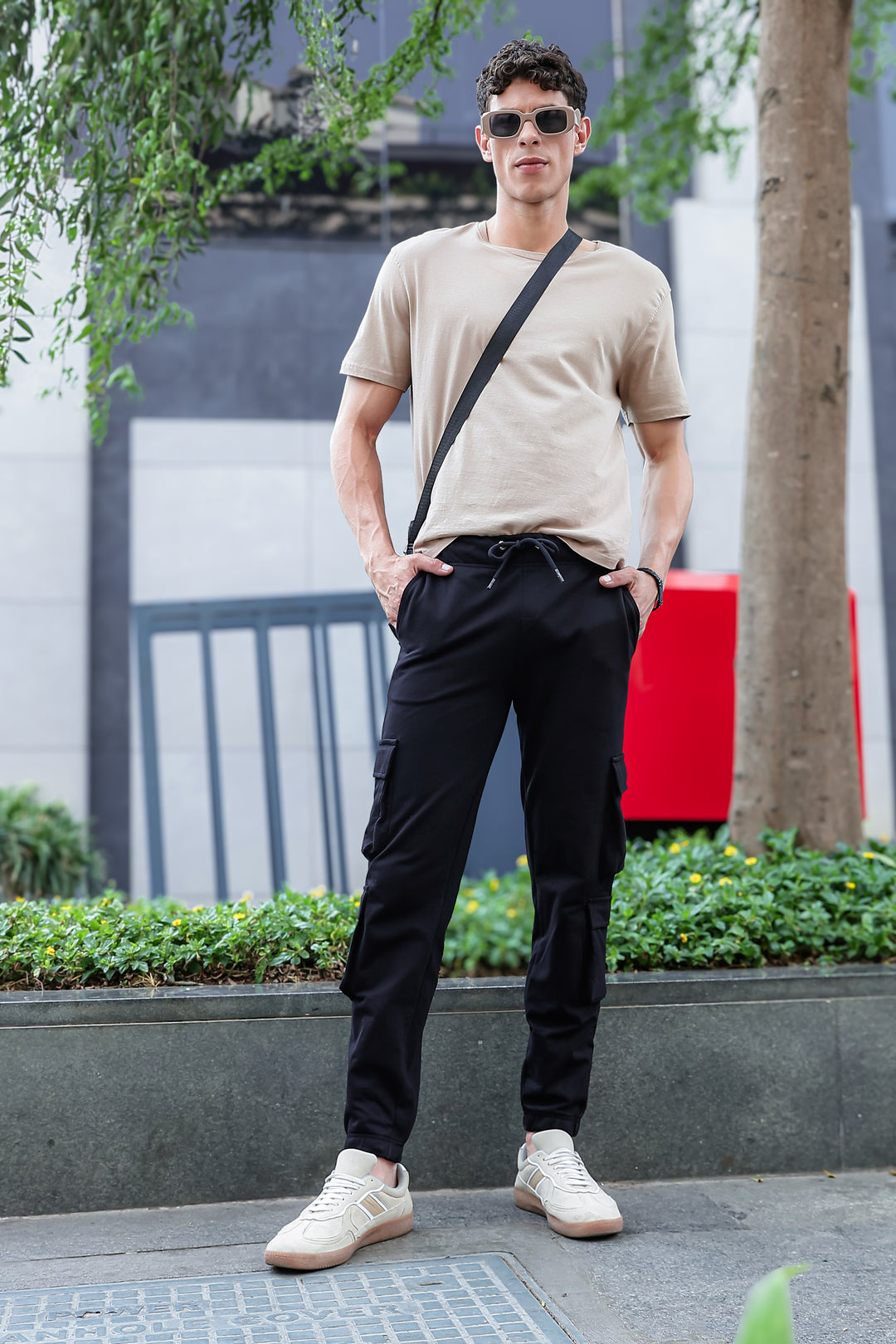 Multi Pockets: Black Cargo Joggers