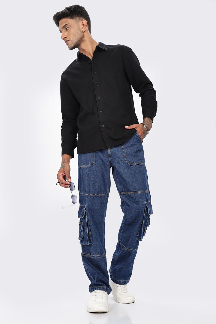 Denims: Floral black shirt