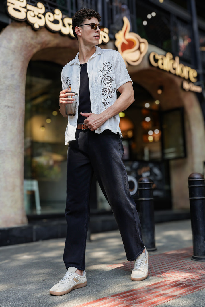 Wild Flower: Embroidery Cuban shirt