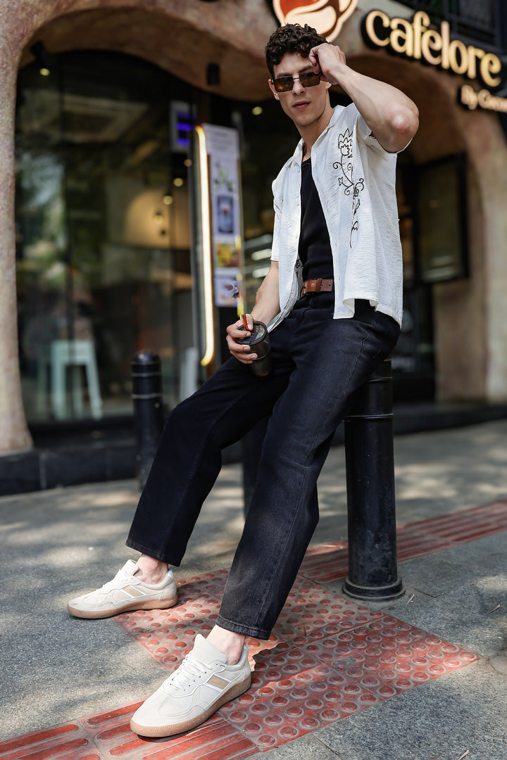 Wild Flower: Embroidery Cuban shirt