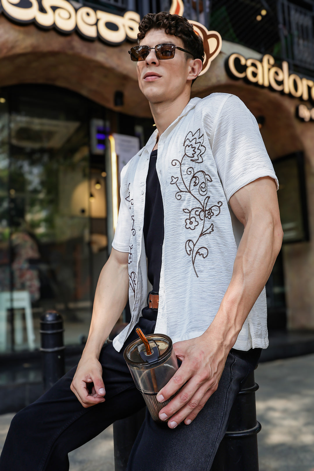 Wild Flower: Embroidery Cuban shirt