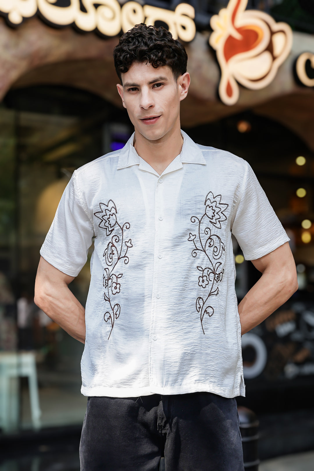 Wild Flower: Embroidery Cuban shirt