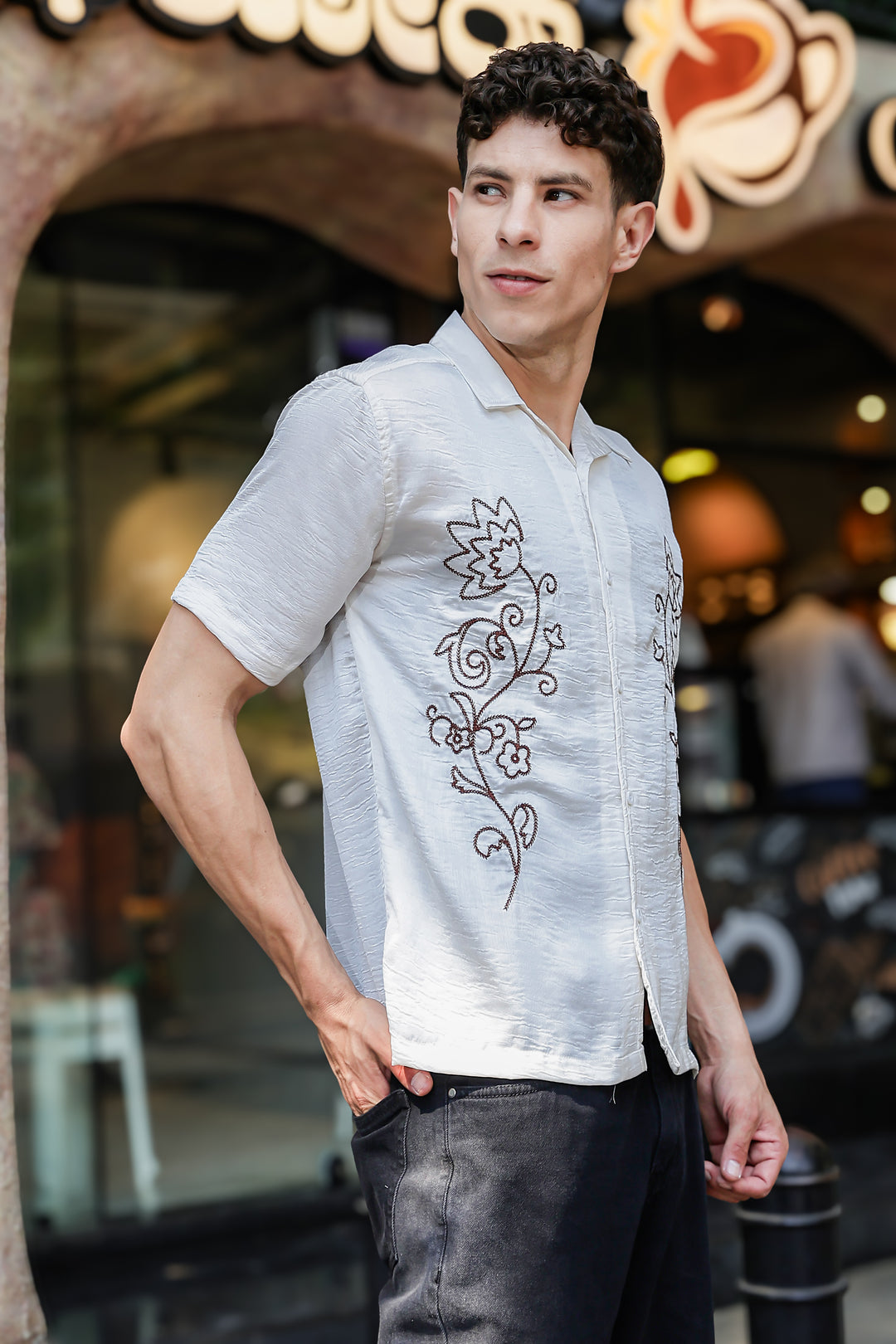 Wild Flower: Embroidery Cuban shirt