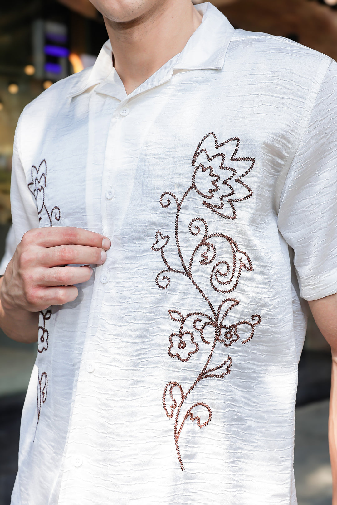 Wild Flower: Embroidery Cuban shirt