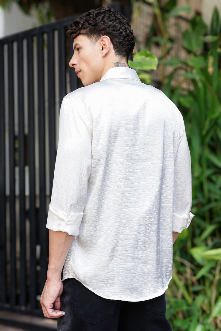 Nature Embroidery Textured Fabric Shirt