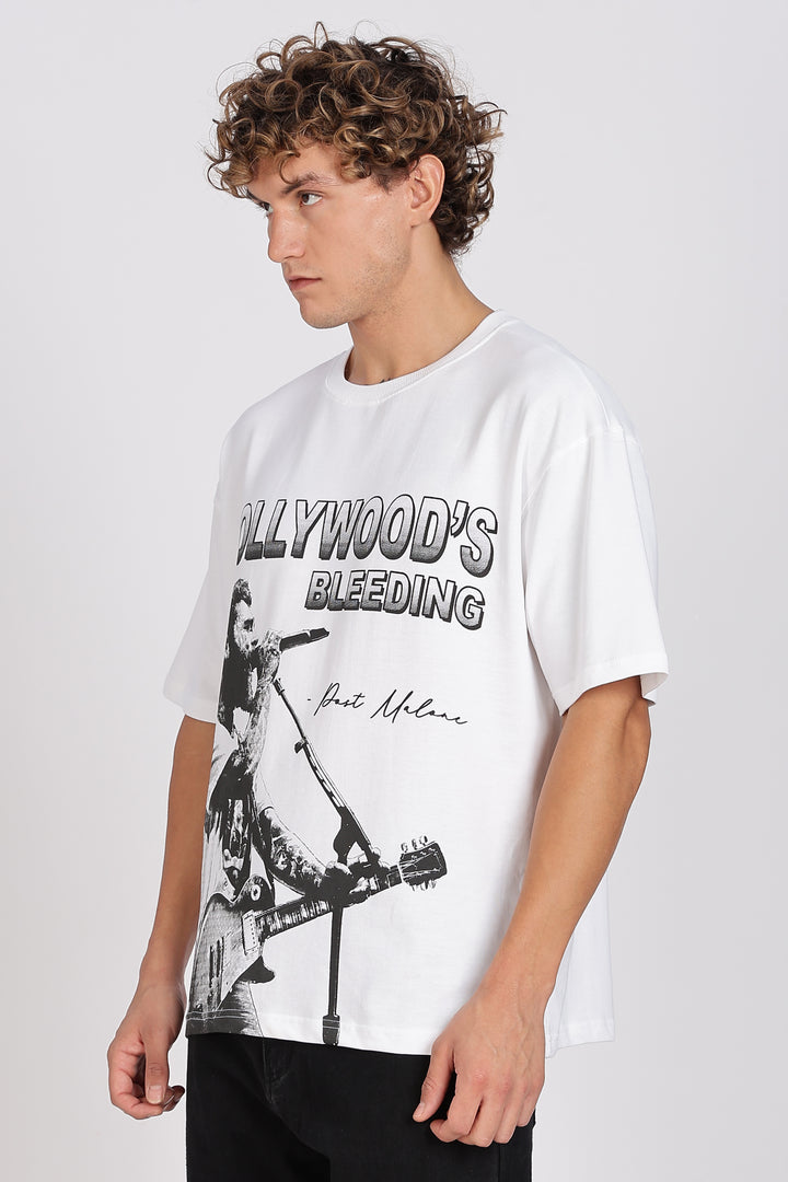 Hollywood's Bleeding: White Oversized T-shirt