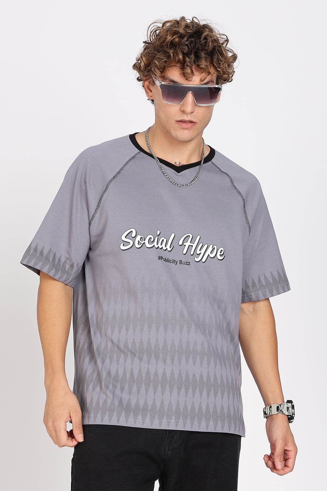 Social Hype: Grey Oversized T-shirt