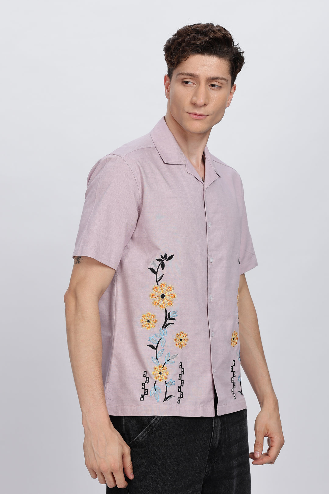 Sparkler Embroidery cuban Shirt