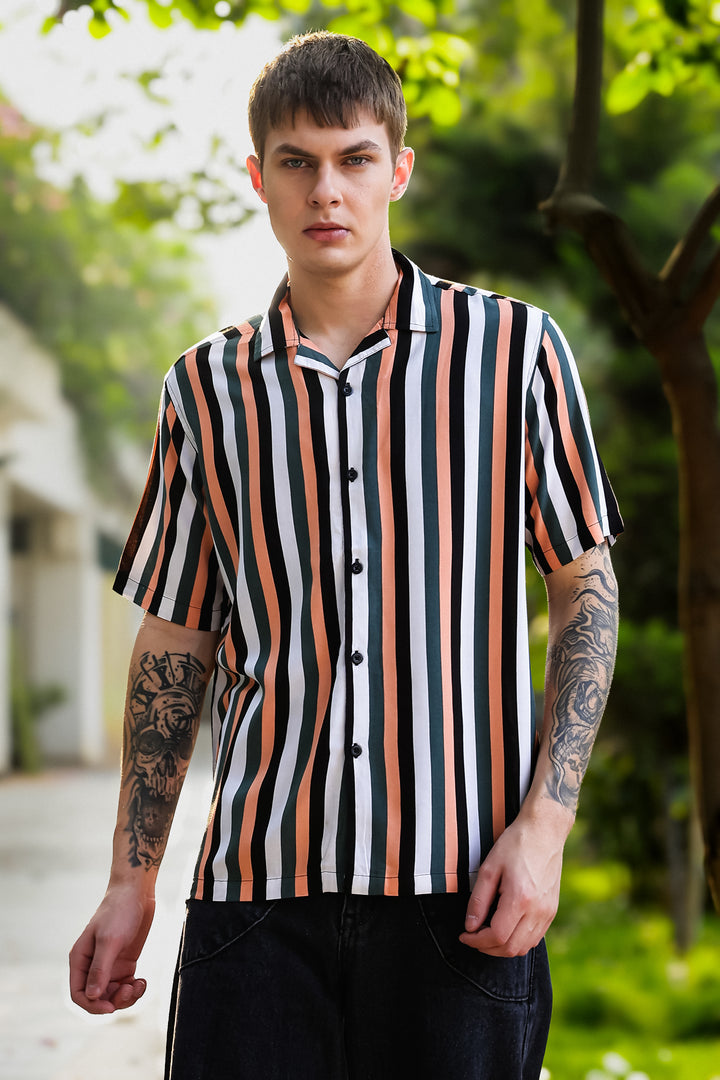 Classic Stripes: Peach Cuban Shirt