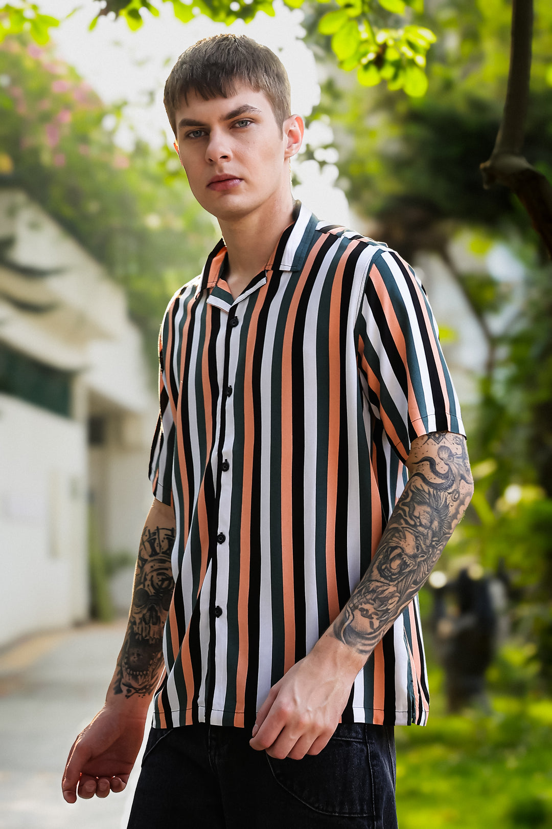 Classic Stripes: Peach Cuban Shirt