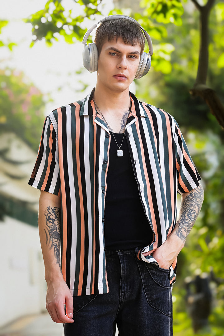 Classic Stripes: Peach Cuban Shirt