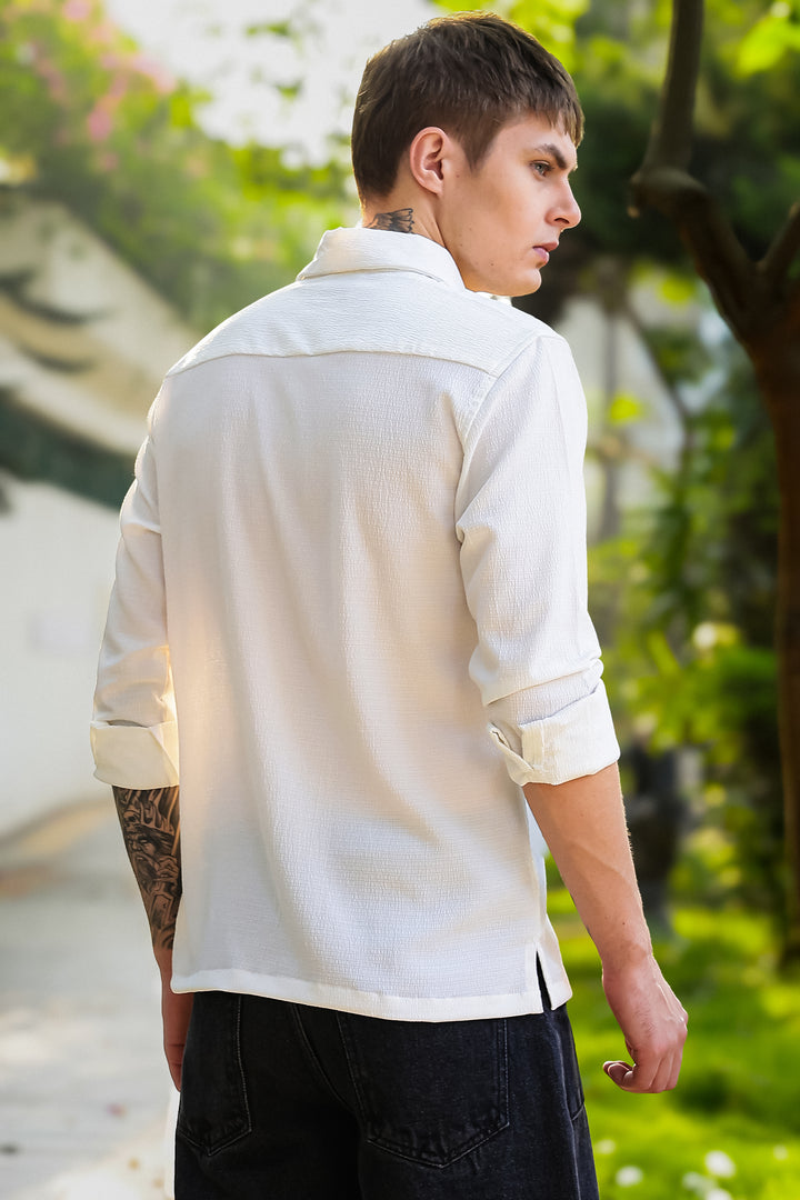 Egyptian water lily Embroidery Textured Fabric Shirt
