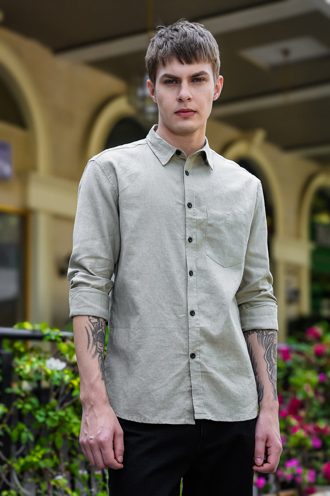 Linen: Olive Shirt
