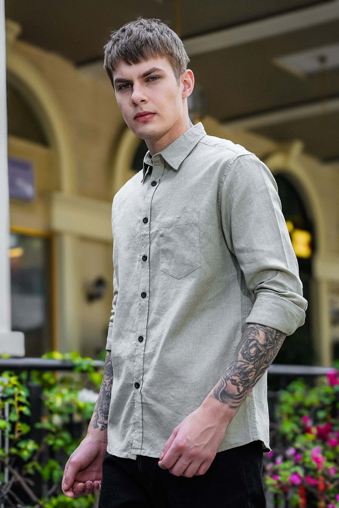 Linen: Olive Shirt