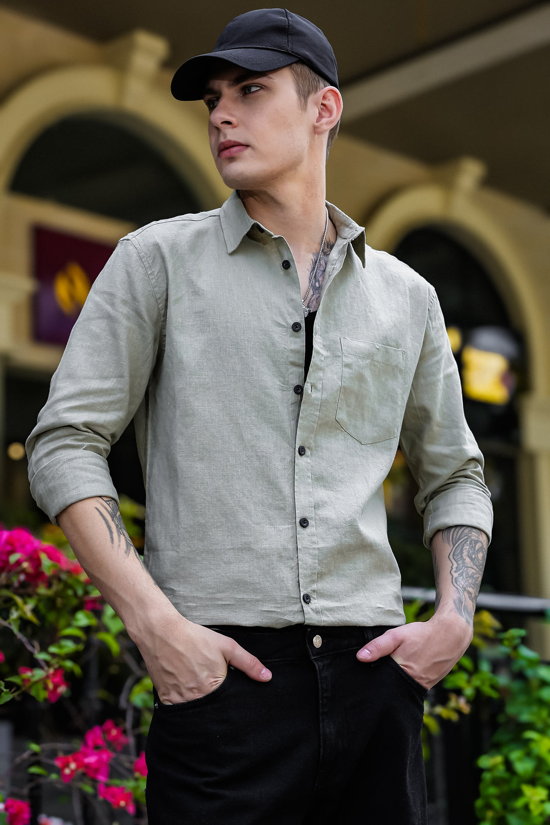Linen: Olive Shirt