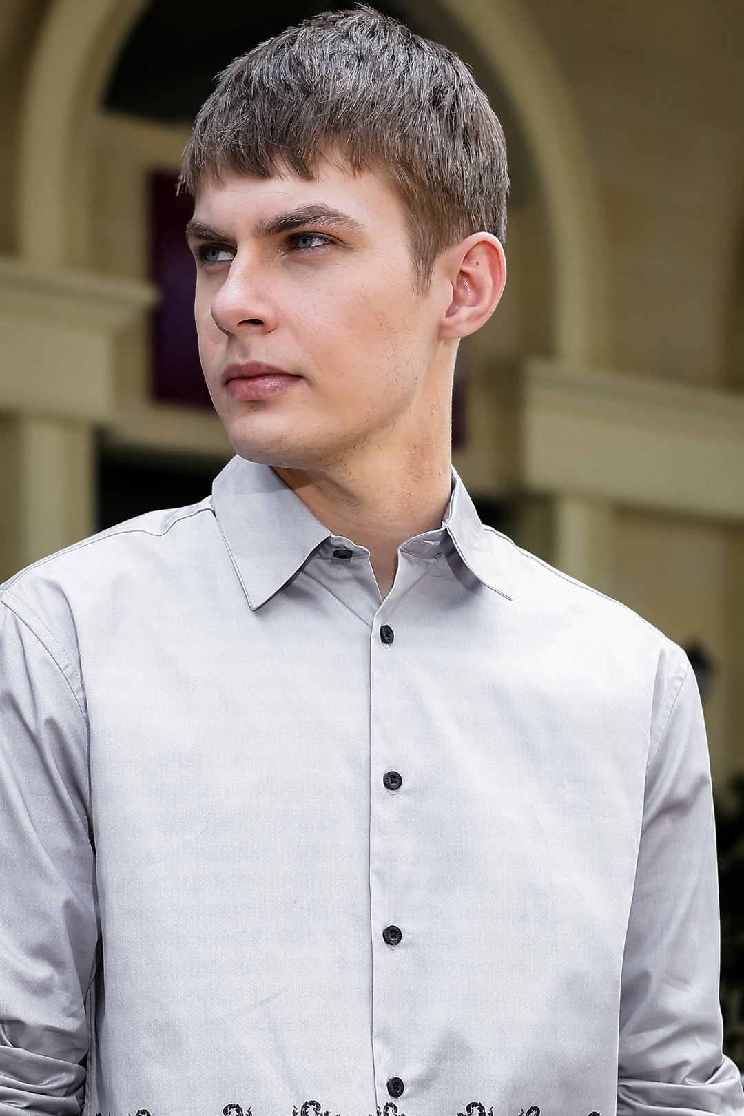 Black & White Folk Printed Satin Shirt