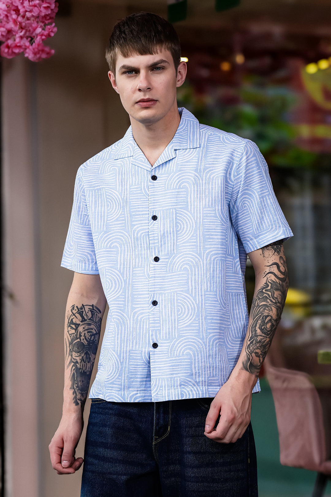 Curvy: Blue Cuban Shirt