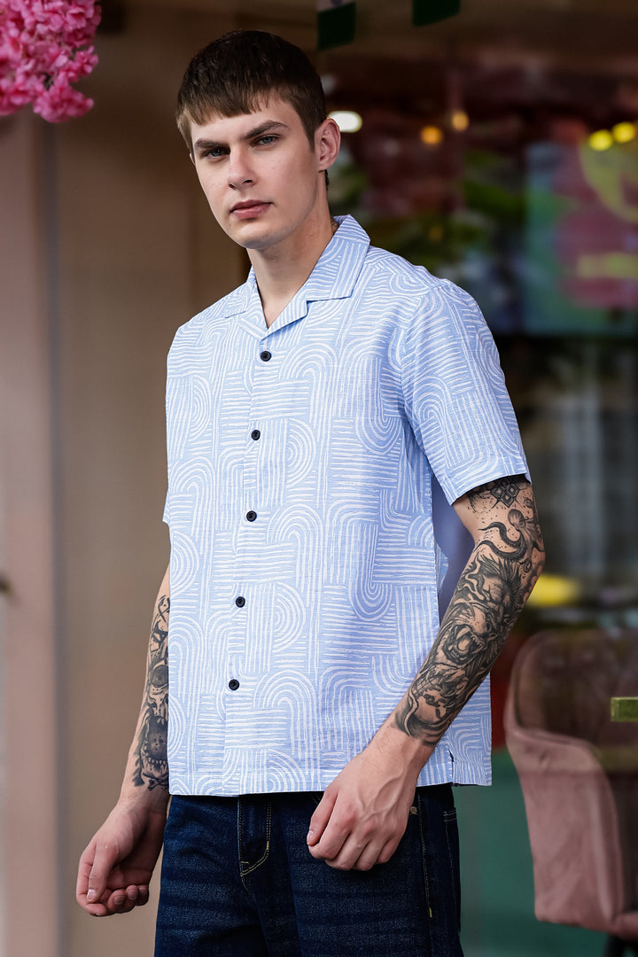 Curvy: Blue Cuban Shirt