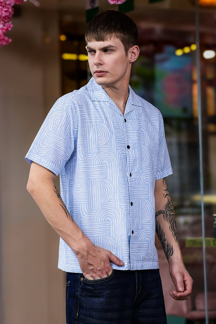 Curvy: Blue Cuban Shirt