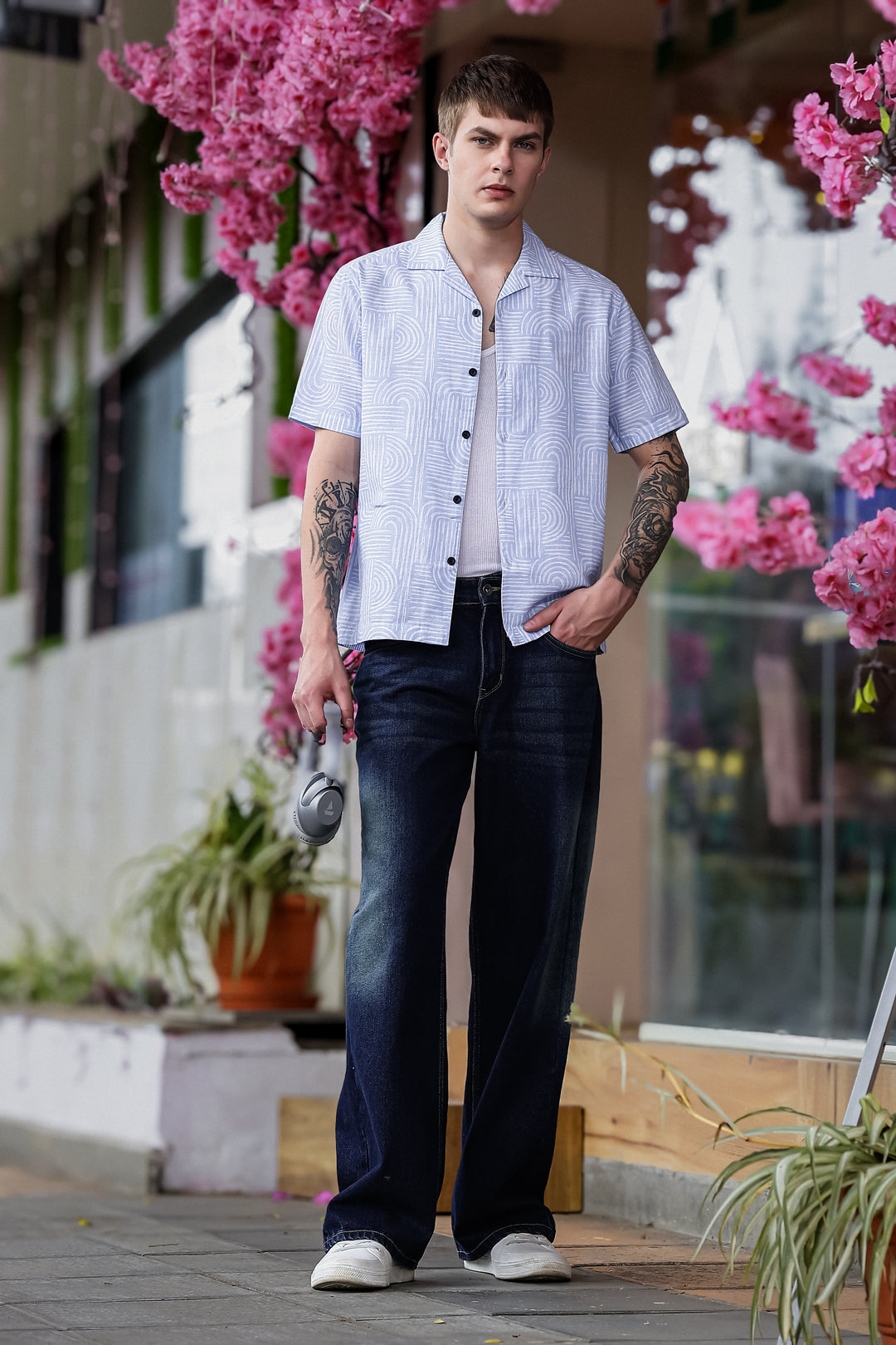 Curvy: Blue Cuban Shirt