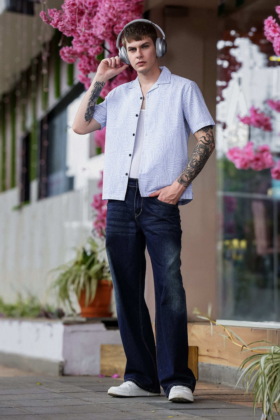 Curvy: Blue Cuban Shirt
