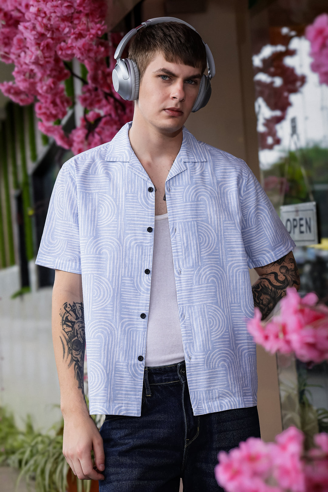 Curvy: Blue Cuban Shirt
