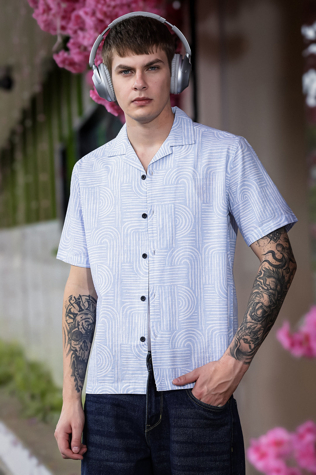 Curvy: Blue Cuban Shirt