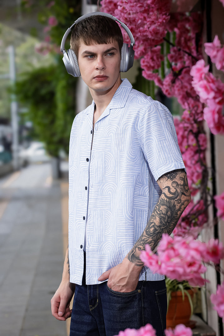 Curvy: Blue Cuban Shirt