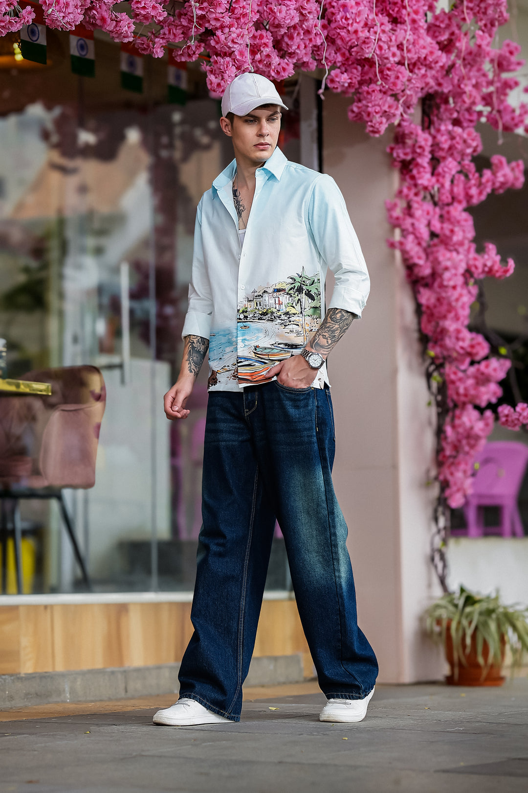 Scenic coastline Oxford Printed Shirt
