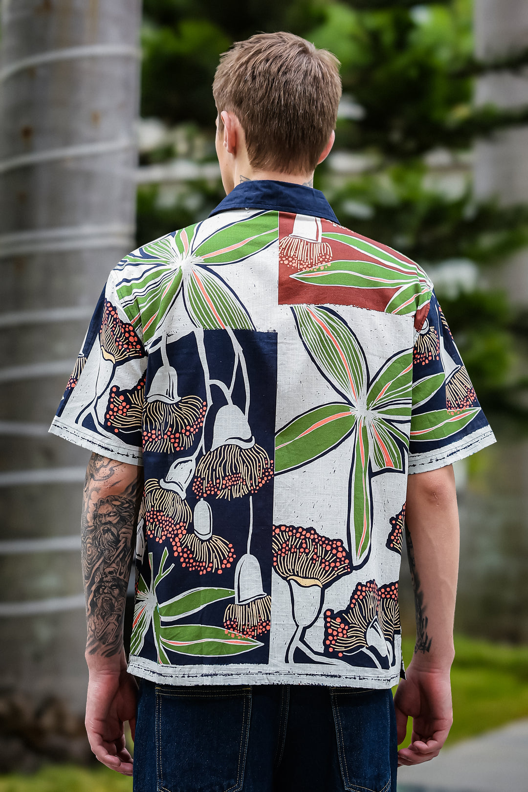 Mossy Printed Cotton Slub Oversized Shirt