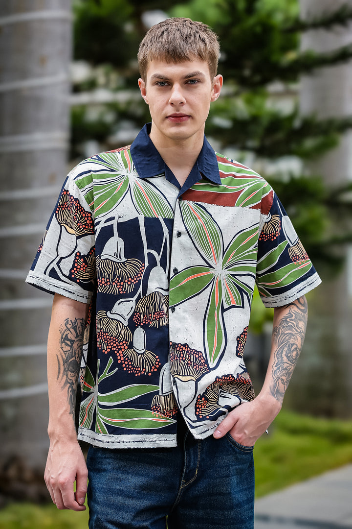 Mossy Printed Cotton Slub Oversized Shirt
