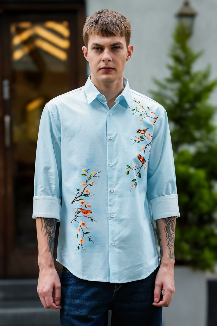 Aviator : Blue Printed shirt