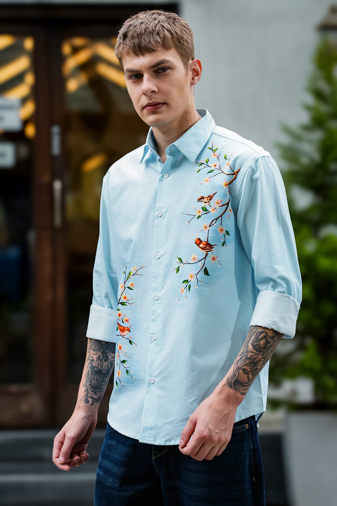 Aviator : Blue Printed shirt