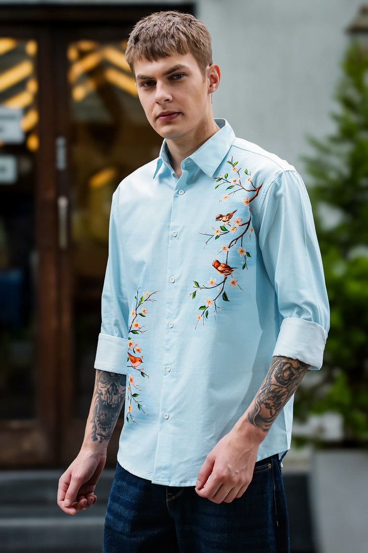 Aviator : Blue Printed shirt