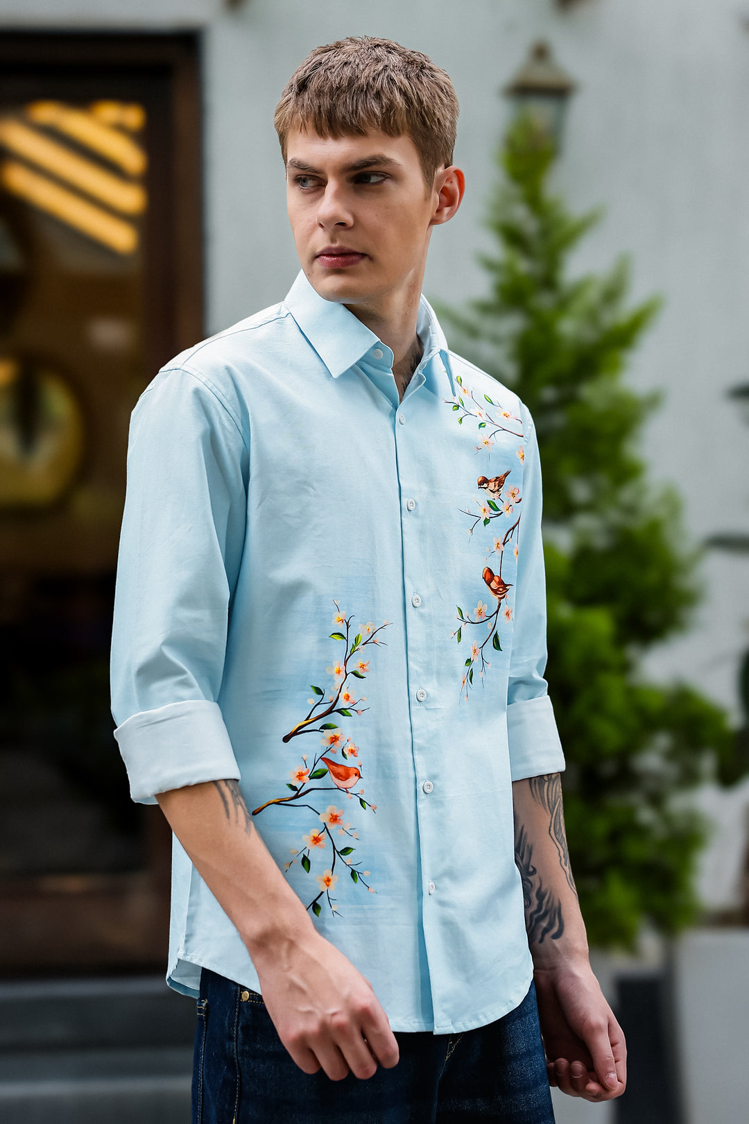 Aviator : Blue Printed shirt