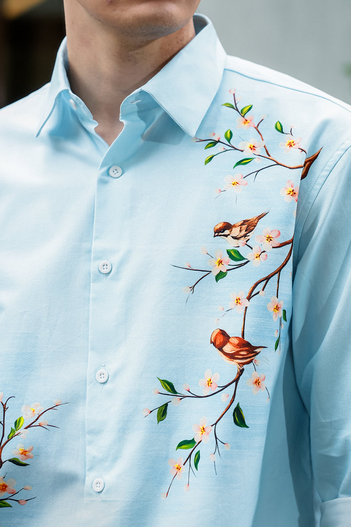 Aviator : Blue Printed shirt