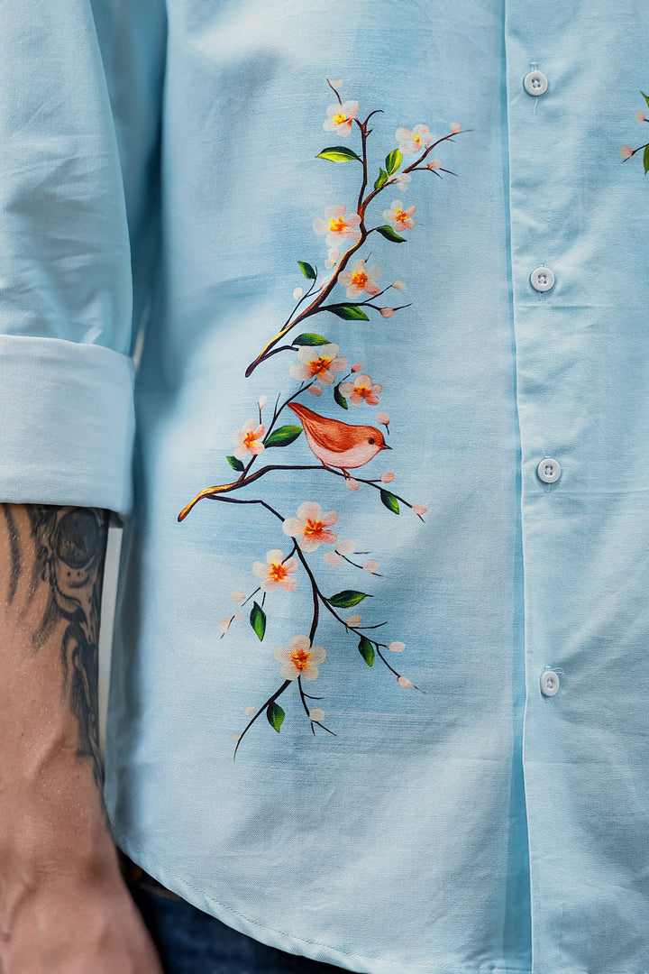 Aviator : Blue Printed shirt