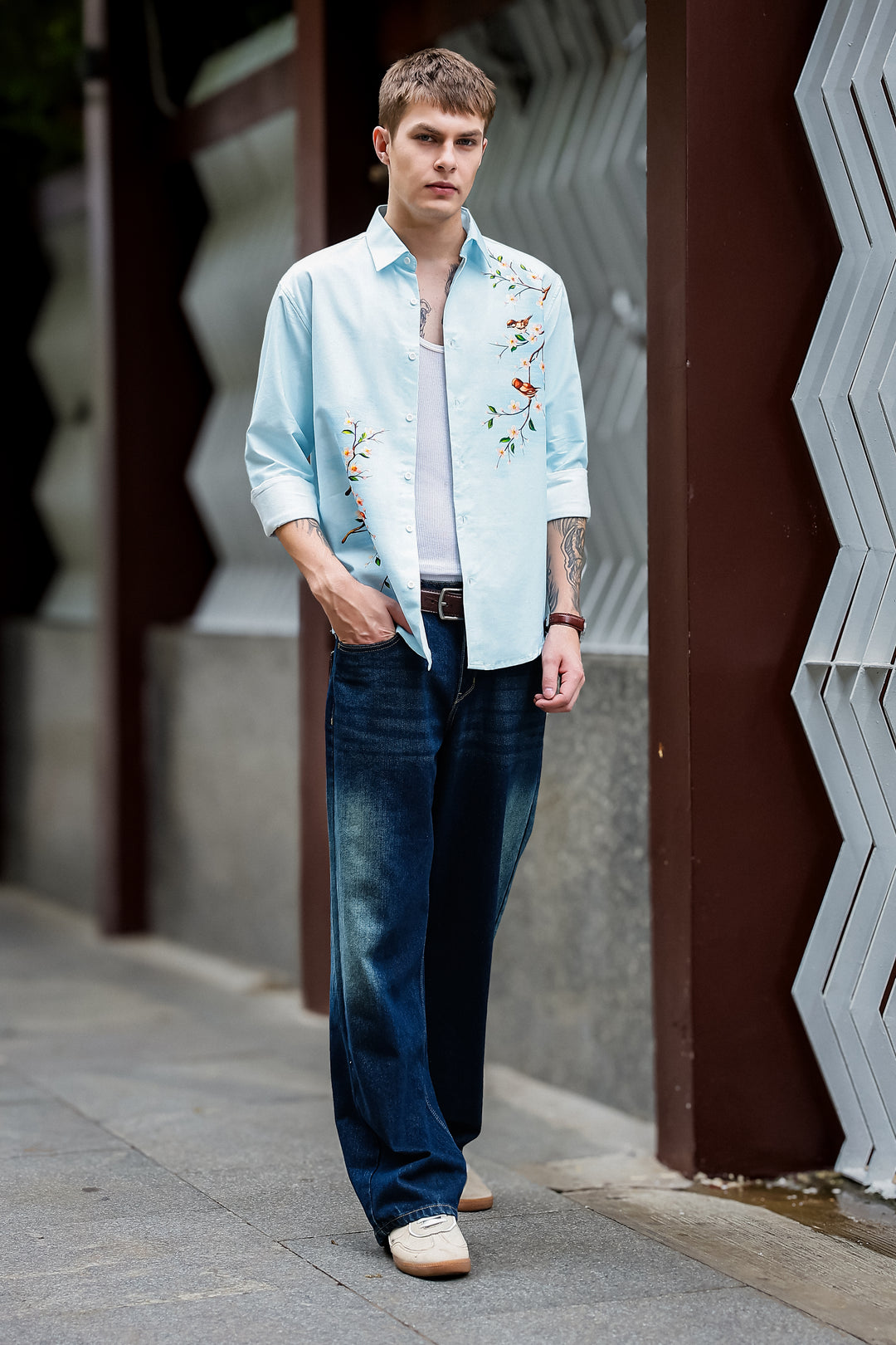 Aviator : Blue Printed shirt