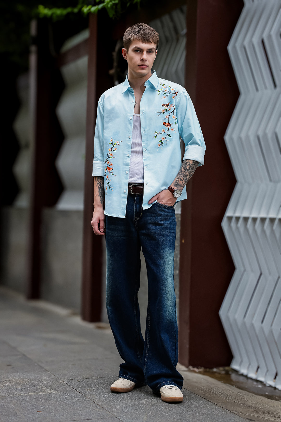 Aviator : Blue Printed shirt