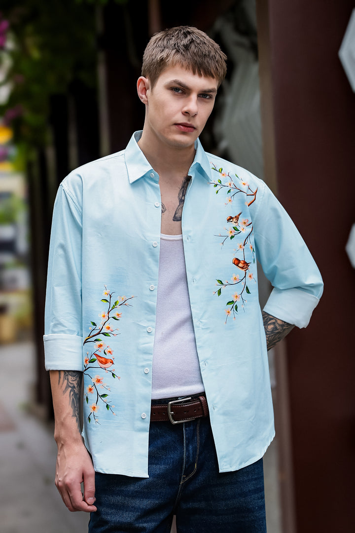 Aviator : Blue Printed shirt