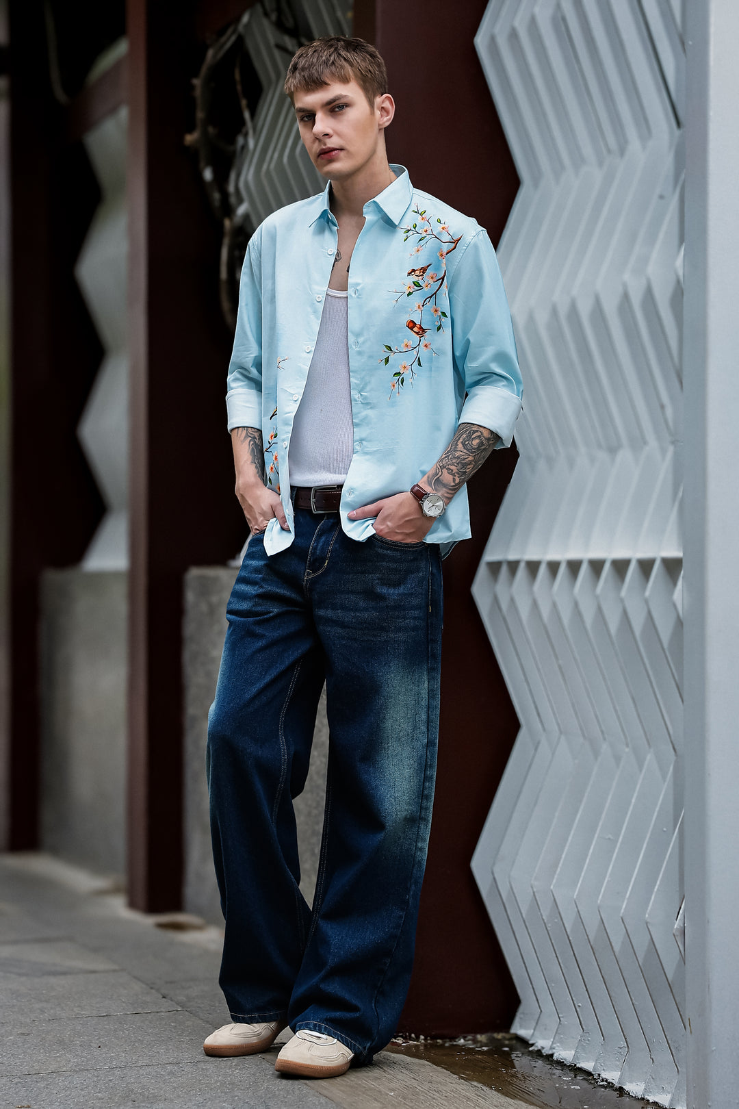 Aviator : Blue Printed shirt