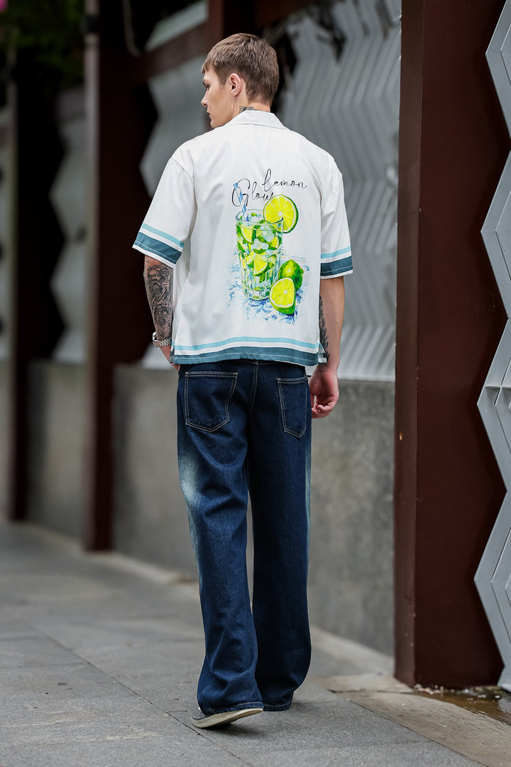 Lemon Glow: Oversized Printed Shirt