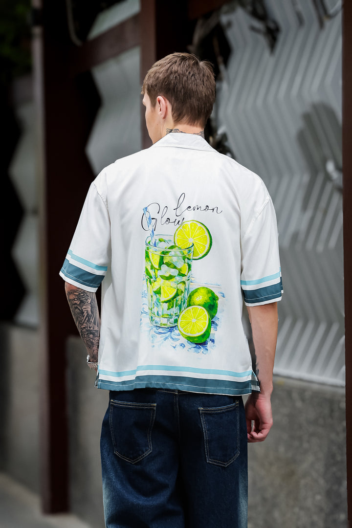 Lemon Glow: Oversized Printed Shirt