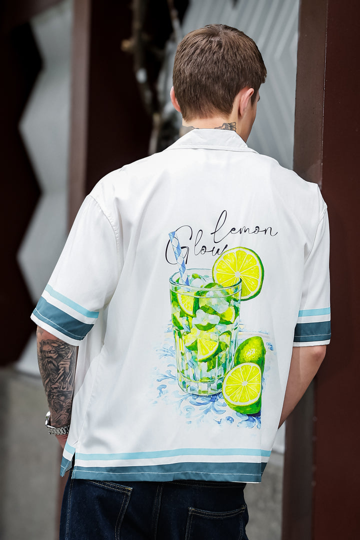 Lemon Glow: Oversized Printed Shirt